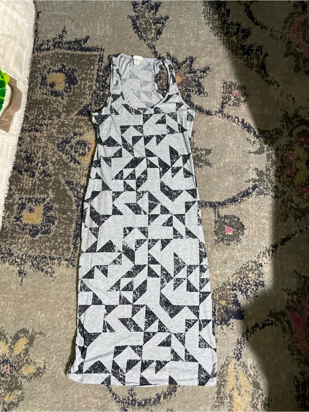 Bozzolo Gray and Black Geometric Tank Maxi Dress